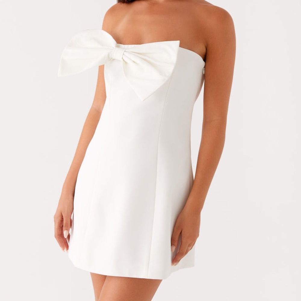 Peppermayo NWT Bow Detail Riva Mini Dress White Sz 6, 12, 16 - Picture 5 of 12